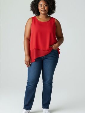 Claire France pluls size Red Sleeveless Asymmetric Layered Tank Top size 3X